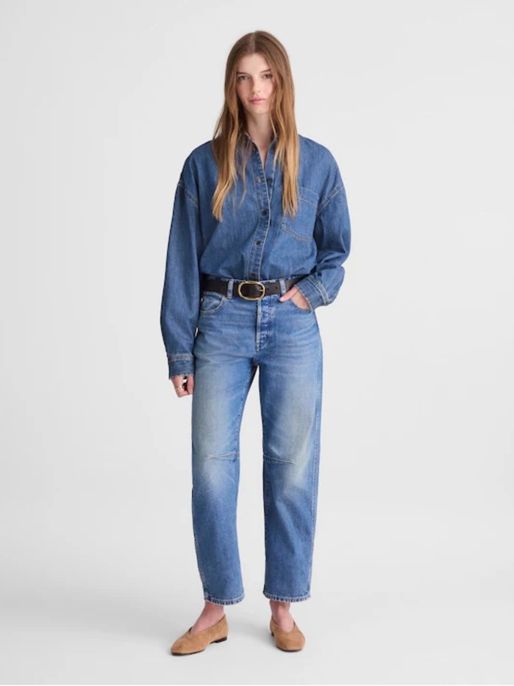 Madewell The Darted Barrel-Leg Jeans Size 30